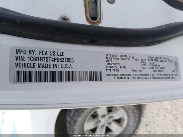Aukcja sprzedaży 2023 Ram 1500 Classic Tradesman  4x4 6'4 Box, vin: 1C6RR7ST4PS537053, numer aukcji: 45434737