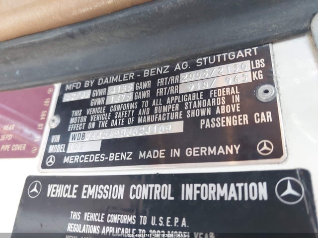 Auction sale of the 1983 Mercedes-benz 380 Sl, vin: WDBBA45A9DB024109, lot number: 45434747