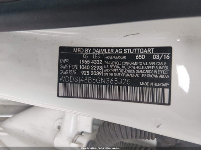 Aukcja sprzedaży 2016 Mercedes-benz Cla 250, vin: WDDSJ4EB6GN365325, numer aukcji: 45434780