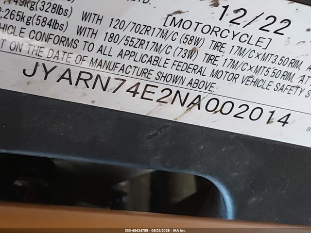Yamaha Mtt09 Gt 2022 JYARN74E2NA002014 Image 10