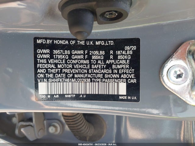 Honda CIVIC EX 2021 SHHFK7H61MU202938 Image 9