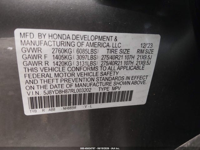 Продаж на аукціоні авто 2024 Acura Mdx Type S Advance Package, vin: 5J8YD8H87RL003202, номер лоту: 45434797