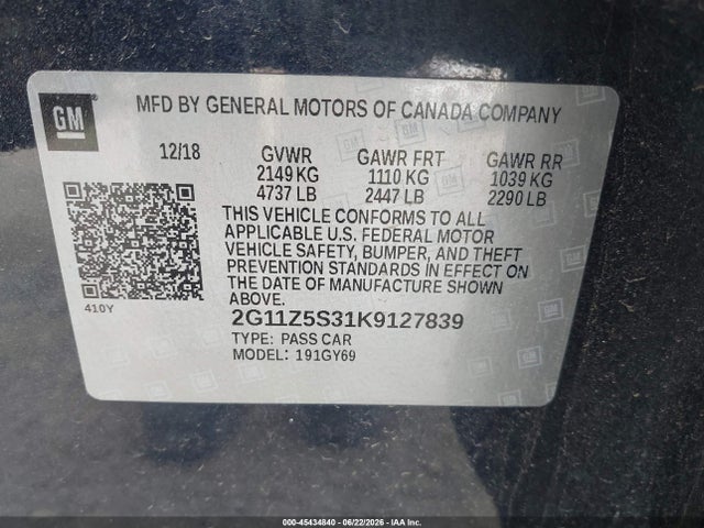 Chevrolet IMPALA LT 2019 2G11Z5S31K9127839 Image 9