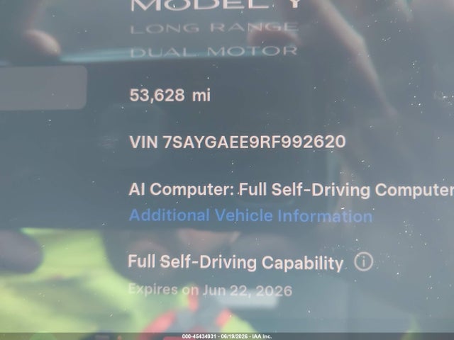 Aukcja sprzedaży 2024 Tesla Model Y Long Range Dual Motor All-wheel Drive, vin: 7SAYGAEE9RF992620, numer aukcji: 45434931