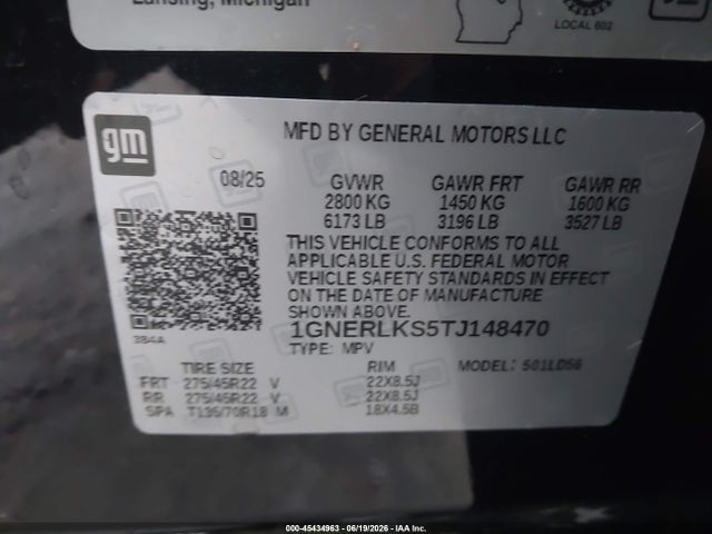 1GNERLKS5TJ148470 Chevrolet Traverse Fwd Rs