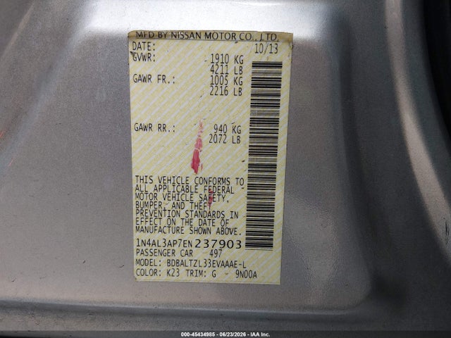 Nissan Altima 2.5 Sv 2014 1N4AL3AP7EN237903 Image 9