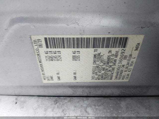 Nissan Maxima Sv Xtronic Cvt 2020 1N4AA6CV5LC360692 Image 9