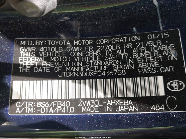 Toyota Prius Three 2015 JTDKN3DUXF0436758 Image 9
