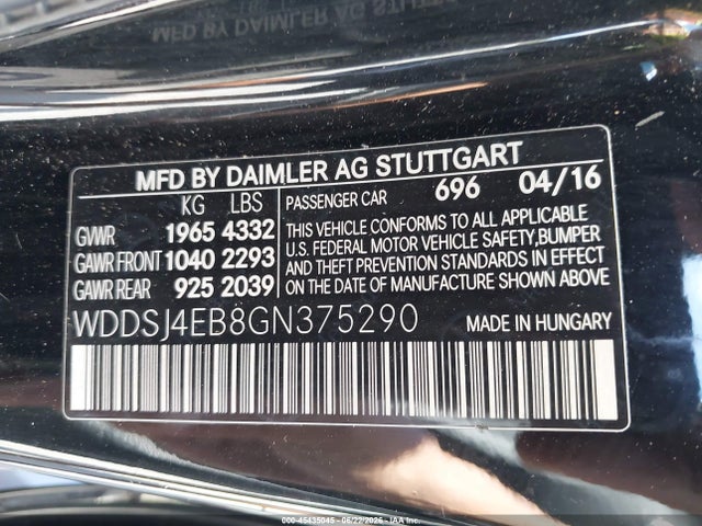 Продаж на аукціоні авто 2016 Mercedes-benz Cla 250, vin: WDDSJ4EB8GN375290, номер лоту: 45435045