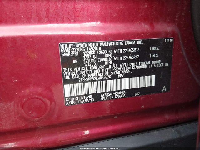 2T3RWRFV2LW059676 Toyota Rav4 Hybrid Xle