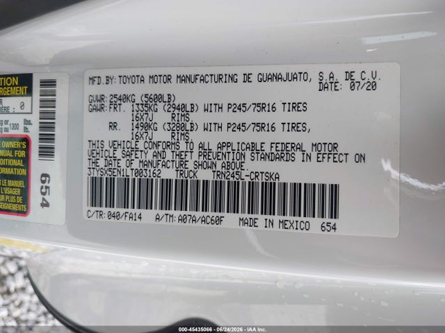 Toyota Tacoma Sr 2020 3TYSX5EN1LT003162 Image 9