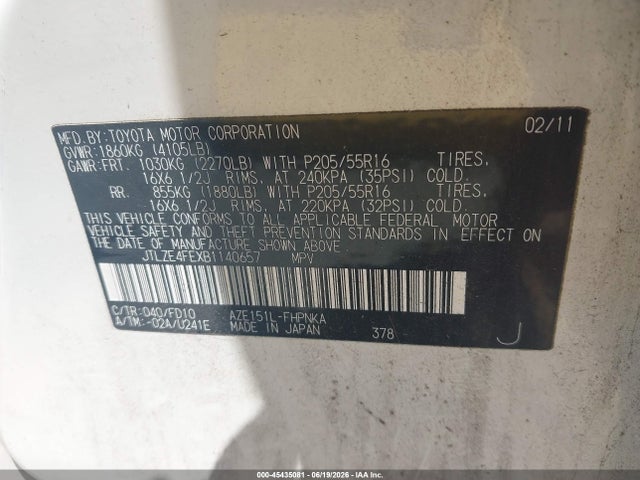 45435081 :رقم المزاد ، JTLZE4FEXB1140657 vin ، 2011 Scion Xb مزاد بيع