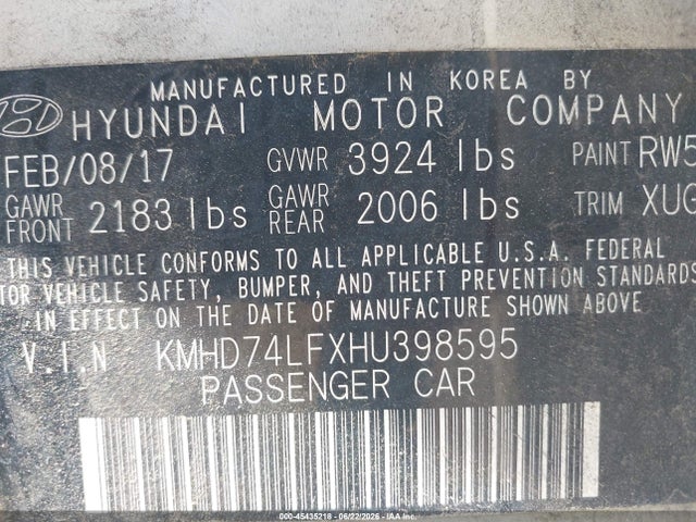 Hyundai ELANTRA SE 2017 KMHD74LFXHU398595 Image 9