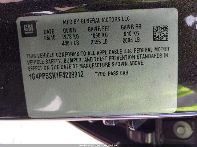 Продажа на аукционе авто 2015 Buick Verano, vin: 1G4PP5SK1F4208312, номер лота: 45435247