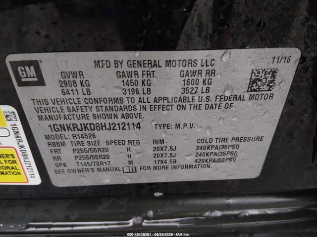 Chevrolet Traverse Premier 2017 1GNKRJKD8HJ212114 Image 9