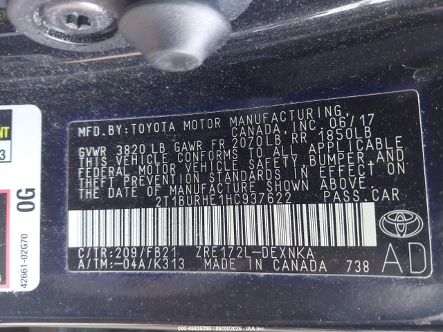 Toyota COROLLA LE 2017 2T1BURHE1HC937622 Image 9