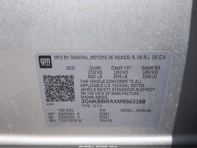 Продажа на аукционе авто 2021 Chevrolet Blazer Fwd 1lt, vin: 3GNKBBRAXMS563198, номер лота: 45435312