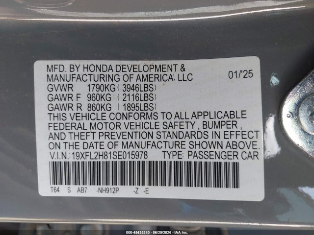 19XFL2H81SE015978 Honda Civic Sedan Sport