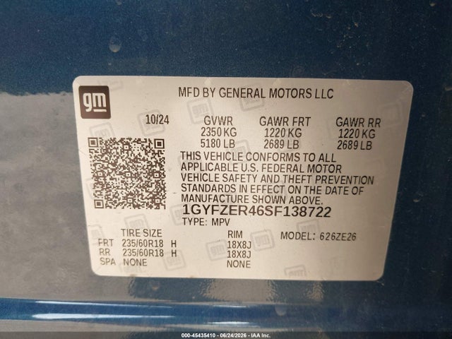 Продаж на аукціоні авто 2025 Cadillac Xt4 Fwd Sport, vin: 1GYFZER46SF138722, номер лоту: 45435410