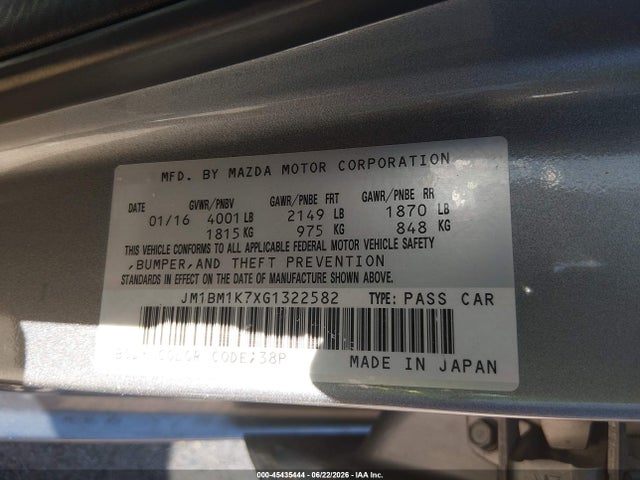 JM1BM1K7XG1322582 Mazda Mazda3 I Sport