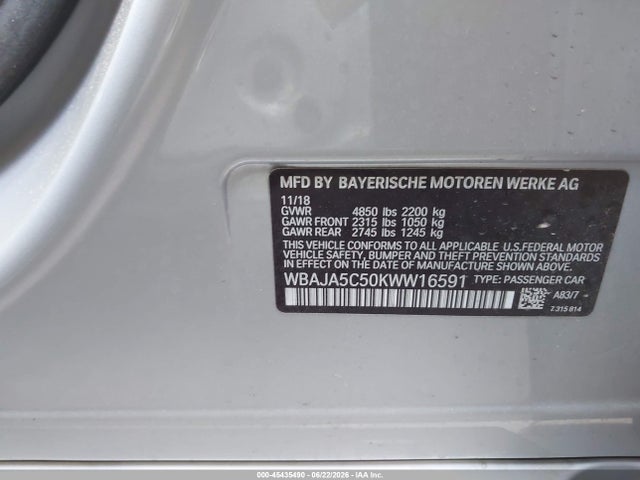 BMW 530I 2019 WBAJA5C50KWW16591 Image 9