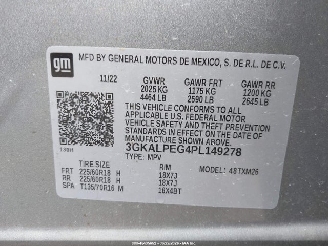 45435652 :رقم المزاد ، 3GKALPEG4PL149278 vin ، 2023 Gmc Terrain Fwd Slt مزاد بيع