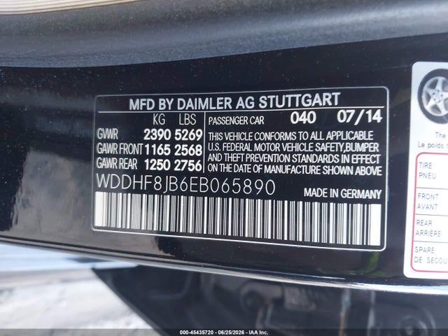 2014 Mercedes-benz E 350 4matic მანქანა იყიდება აუქციონზე, vin: WDDHF8JB6EB065890, აუქციონის ნომერი: 45435720