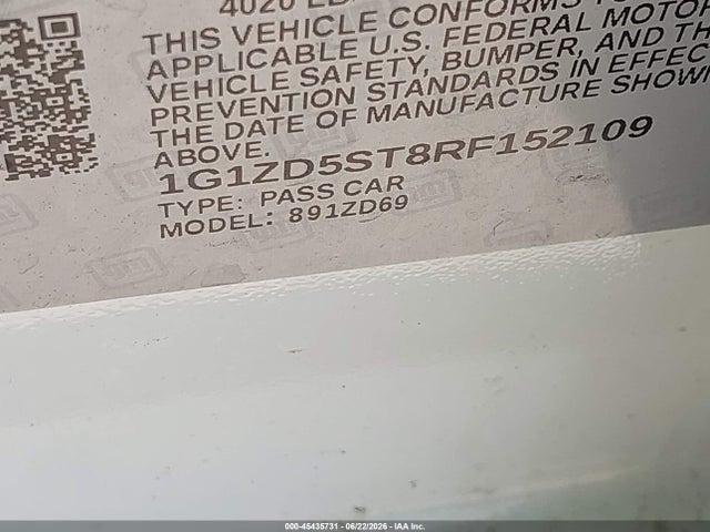 1G1ZD5ST8RF152109 Chevrolet Malibu Fwd 1lt