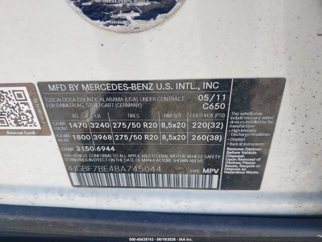 Продаж на аукціоні авто 2011 Mercedes-benz Gl 450 4matic, vin: 4JGBF7BE4BA745044, номер лоту: 45435743