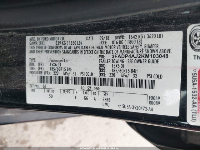 Ford FIESTA S 2019 3FADP4AJ2KM103048 Image 9