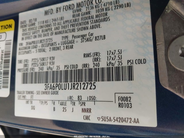 Ford Fusion Hybrid Se 2018 3FA6P0LU1JR212725 Image 9