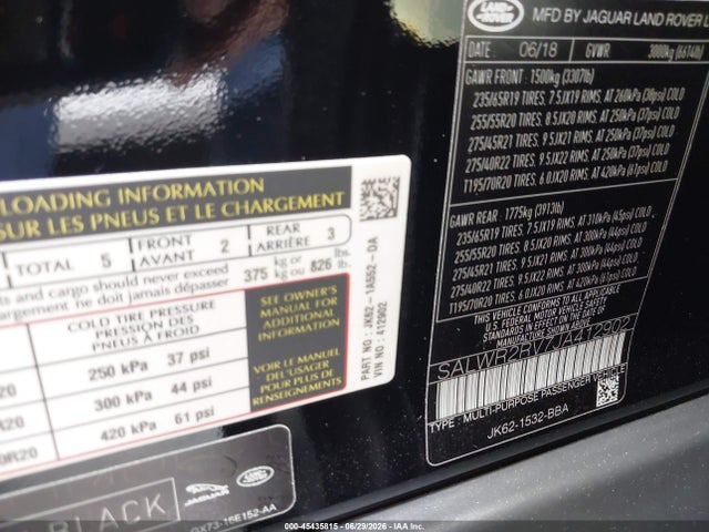 SALWR2RV7JA412902 Land Rover Range Rover Sport Hse