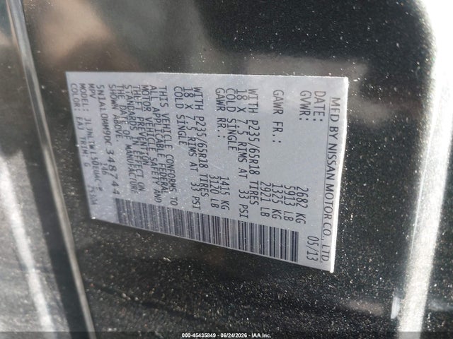 Продаж на аукціоні авто 2013 Infiniti Jx35, vin: 5N1AL0MM9DC348744, номер лоту: 45435849