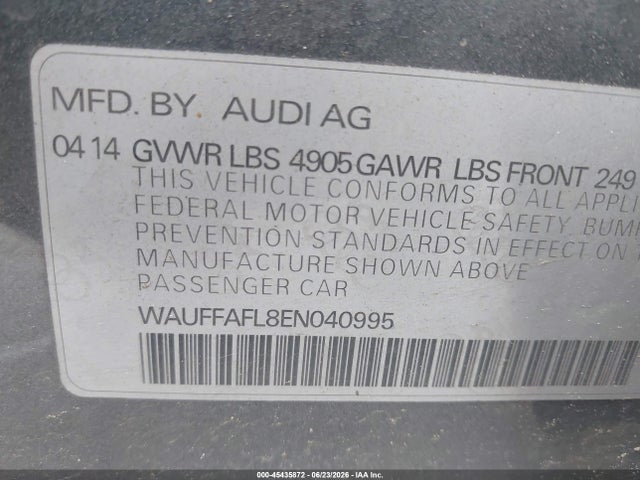 45435872 :رقم المزاد ، WAUFFAFL8EN040995 vin ، 2014 Audi A4 2.0t Premium مزاد بيع