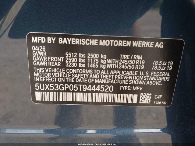 BMW X3 30 Xdrive 2026 5UX53GP05T9444520 Image 9