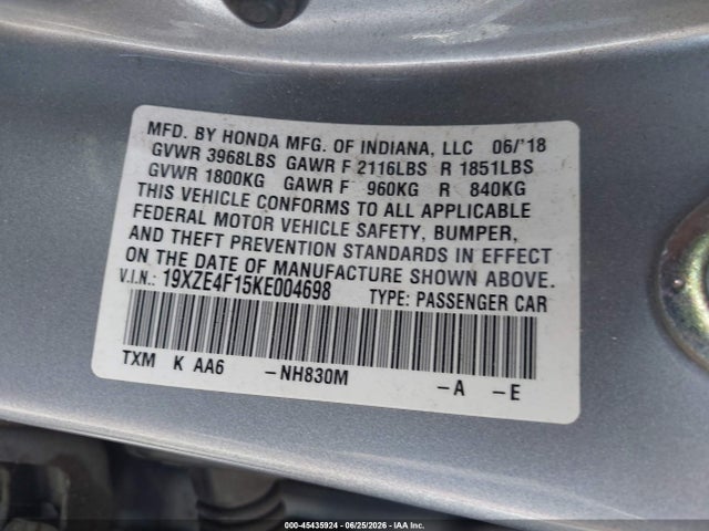 Honda Insight Lx 2019 19XZE4F15KE004698 Image 9