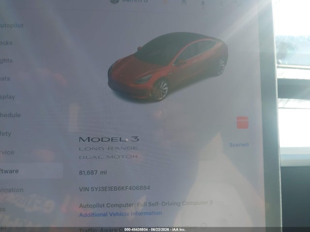 Aukcja sprzedaży 2019 Tesla Model 3 Long Range/performance, vin: 5YJ3E1EB6KF406884, numer aukcji: 45435934