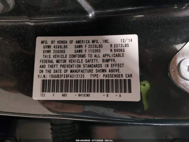 2015 Acura Tlx V6 Tech მანქანა იყიდება აუქციონზე, vin: 19UUB2F59FA013120, აუქციონის ნომერი: 45436048