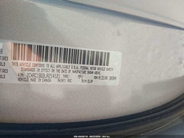 45436118 :رقم المزاد ، 2C4RC1BG9JR214121 vin ، 2018 Chrysler Pacifica Touring L مزاد بيع