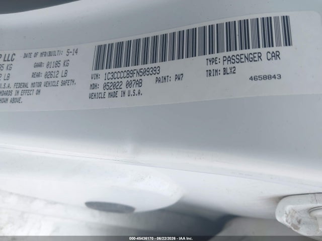 Продажа на аукционе авто 2015 Chrysler 200 C, vin: 1C3CCCCB9FN509393, номер лота: 45436170