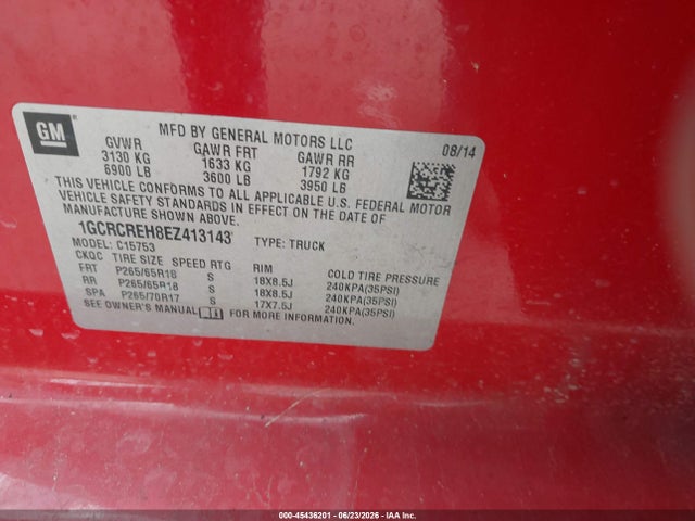 1GCRCREH8EZ413143 Chevrolet Silverado 1500 Lt