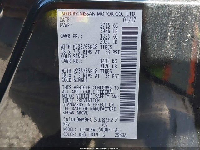 Продажа на аукционе авто 2017 Infiniti Qx60, vin: 5N1DL0MM9HC518927, номер лота: 45436223