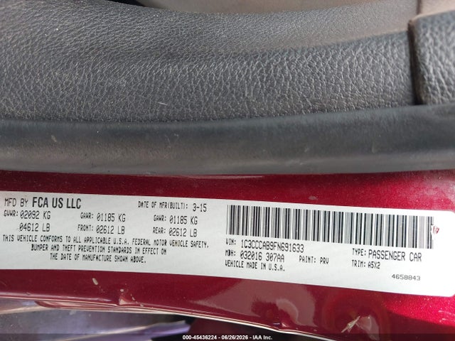 Chrysler 200 Limited 2015 1C3CCCAB9FN691633 Image 9