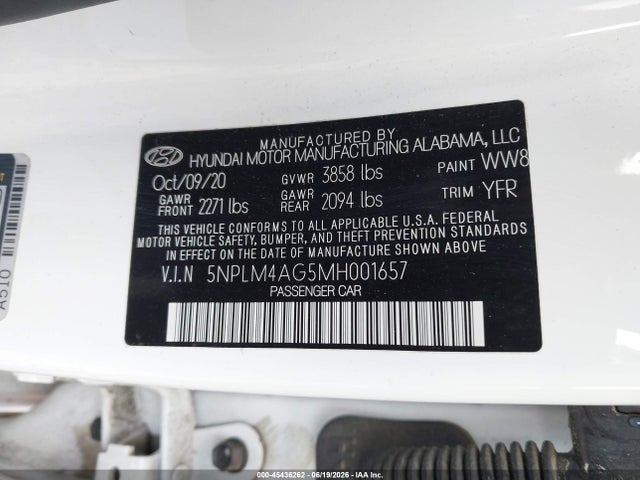 Продаж на аукціоні авто 2021 Hyundai Elantra Sel, vin: 5NPLM4AG5MH001657, номер лоту: 45436262