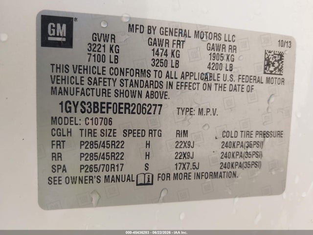 Продажа на аукционе авто 2014 Cadillac Escalade Luxury, vin: 1GYS3BEF0ER206277, номер лота: 45436283