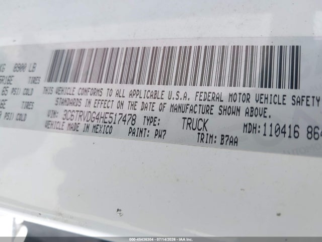 Продаж на аукціоні авто 2017 Ram Promaster 2500 High Roof 159 Wb, vin: 3C6TRVDG4HE517478, номер лоту: 45436304