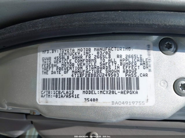 Auction sale of the 2002 Toyota Avalon Xls, vin: 4T1BF28B82U249503, lot number: 45436344