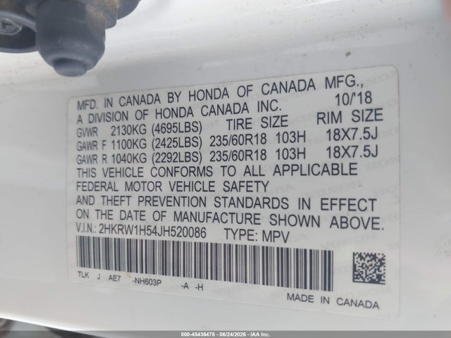 Honda CR-V EX 2018 2HKRW1H54JH520086 Image 9
