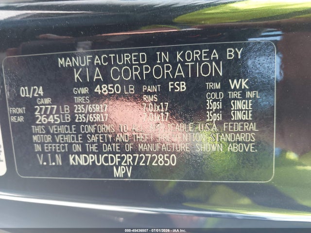 Aukcja sprzedaży 2024 Kia Sportage Lx, vin: KNDPUCDF2R7272850, numer aukcji: 45436507