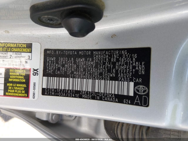 Toyota COROLLA L 2016 2T1BURHE6GC605206 Image 9